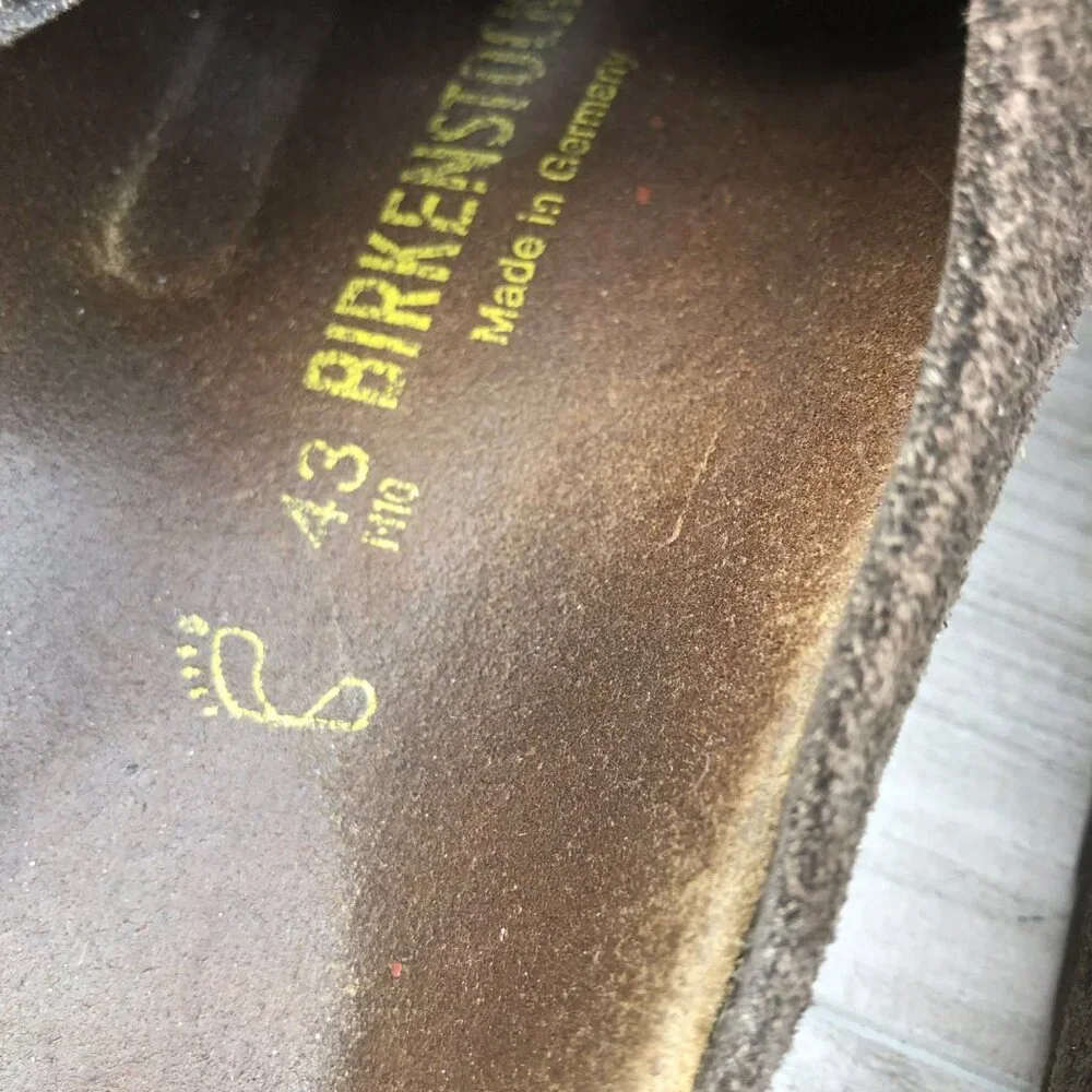 Birkenstock Brown Suede Clogs with Buckle